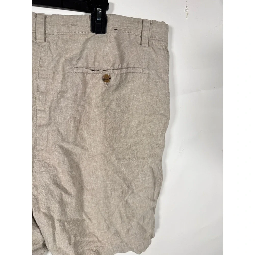 Banana Republic Aiden Short Mens 36 Tan Linen Cotton Blend Casual Khaki